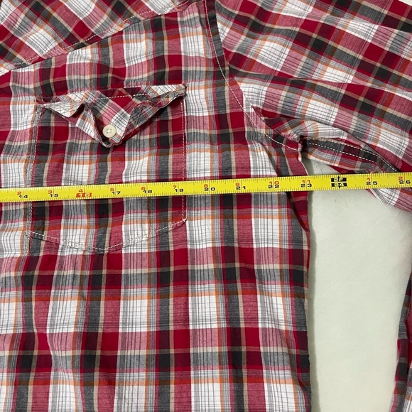 Christian Audigier Shirt Mens XL Red White Plaid Button Up Designer Pockets - Picture 3 of 5